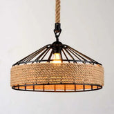 Jutesnöre Metallskärm Industriell Kök Hänglampa